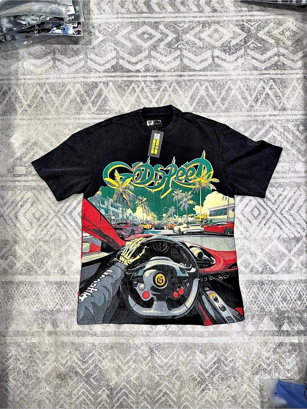 Godspeed Miami Art Basel Graphic T-Shirt Graphic Cotton Tee in Black XL NWT
